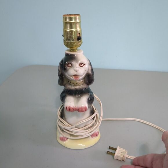 Puppy Dog Cocker Spaniel 1950s Ceramic Light Lamp Nursery Childs Room Vintage - Picture 1 of 4